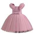thumbnail image 1 of WRKEKC Robes d'Été pour Filles, Robe Décontractée pour Filles, Robe d'Été Sans Manches à Volants en Dentelle Col Rond Broderie en Maille Princesse avec Nœud 5 Ans, 1 of 9