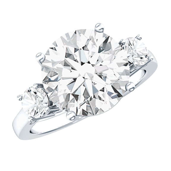 Rosec Jewels IGI Certified Lab Grown Diamond 3 Stone Engagement Ring - Big Diamond Ring for Women - E-VS1 Grade - with Jewelry Box, 925 Sterling Silver, US 4.00