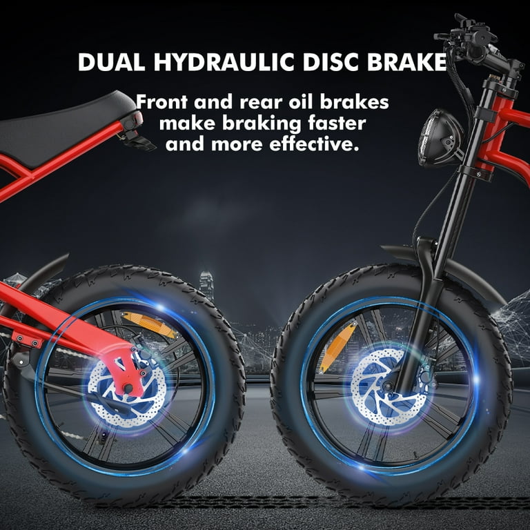 Hidoes 20 Terrain Electric Bike 1200W Men s E bike Fat Tire Off Road 7 Speeds Adjustable Red Walmart
