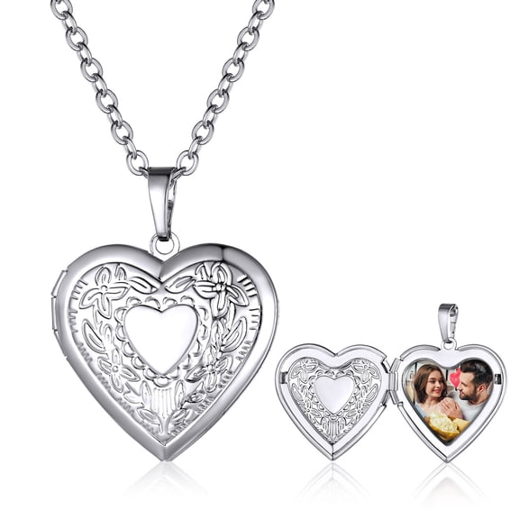 KeyStyle Heart Locket Necklace for Women Personalized Photo Necklaces with Picture Inside Christmas Jewelry Gifts for Mom Wife