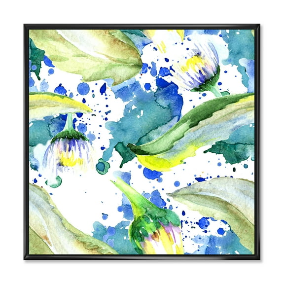 Designart 'Aquarelle Impression of Daisy Flowers I' Traditional Framed Canvas Wall Art Print