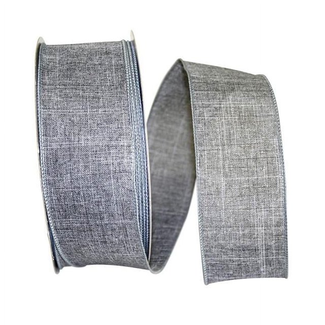 Reliant Ribbon 92573W-900-40K Everyday Linen Value Wired Edge Ribbon - Grey - 2.5 in. x 50 yards