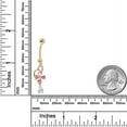 thumbnail image 3 of AVORA 10K Yellow Gold Simulated Diamond CZ Dangling Pink Flower Belly Button Ring Body Jewelry (14 Gauge), 3 of 5