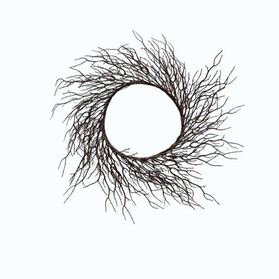 Natural Bare Twig Wreath Spooky Halloween Front Door Hanging Ornament Vintage Branch Ring Decor for Indoor Outdoor Porch Wall Yard Home Party Holiday Decor