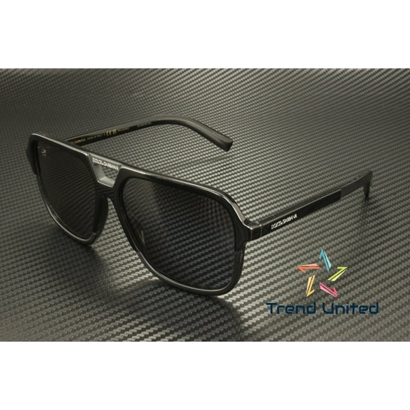 Dolce & Gabbana DG 4354 Plastic Unisex Square Polarized Sunglasses Black 61mm Adult