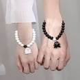 thumbnail image 3 of HHBEAUTY 2Pcs Natural Stone Beads Bracelet, Couples Matching Frosted Stone Bracelet for Women Men Best Friend Lovers Friendship Unisex Jewelry Gift, 3 of 6