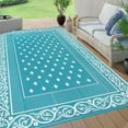 thumbnail image 2 of Findosom 8'x10' Teal Large Outdoor Rug Outdoor Mat RV Outdoor Rug Reversible Plastic Straw Rug Patio Rug Waterproof Foldable Portable Camping Rug for RV, Patio, Backyard, Deck, Picnic, Beach, Trailer, 2 of 12