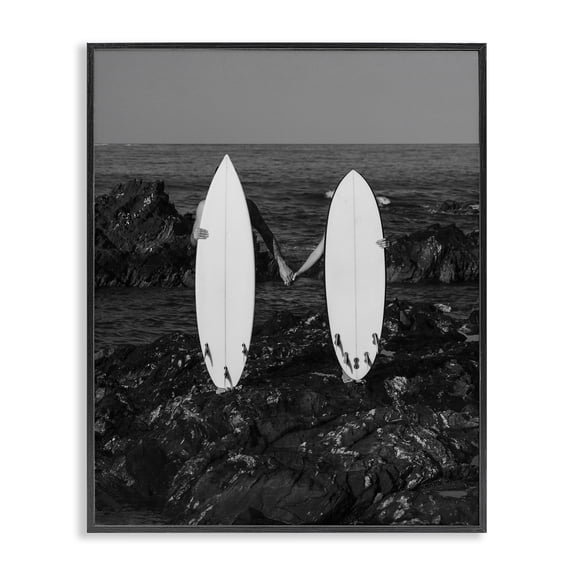 Stupell Industries Contemporary Romantic Surfer Couple Black Framed Giclee Art, 11 x 14, by Lil' Rue