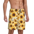 thumbnail image 2 of Fotbe Brown Leaf Pattern Sunflower Pajama Shorts for Men, Men's Pajama Bottoms, Sleepwear,Short Pajama Pants-Small, 2 of 9