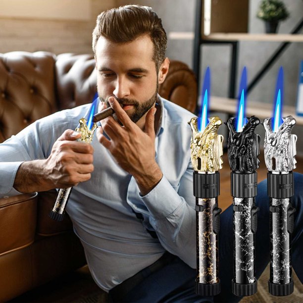 ¡Descuento Increíble!, Encendedor portátil de llama azul para barbacoa, moxibustión, carbón, soldadura, puros, encendedor directo Akmoler