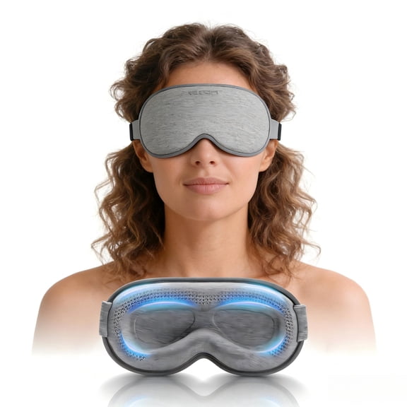 FACEMOON Blackout Weighted Eye Mask Memory Foam Comfort 3D Design for Women and Men Lash Extension Friendly Travel Sleep Aid Gray