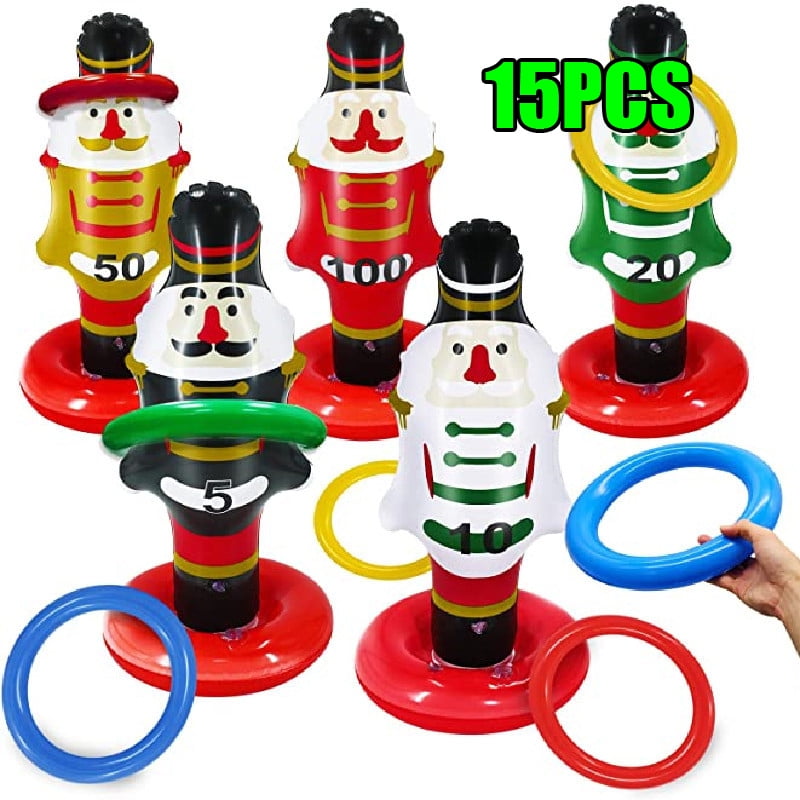 5 Pack Christmas Nutcrackers Inflatable Ring Toss Game for Christmas