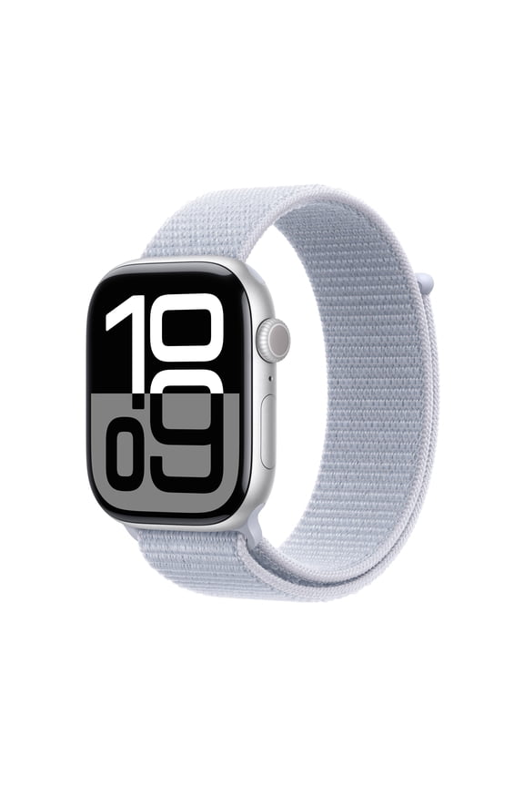 Watch Series 10 GPS + Cellular 46mm Silver Aluminum Case with Blue Cloud Sport Loop