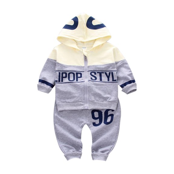 Tisuna Boys Fall Outfit Set Kids Soft Graphic Print Long Sleeve Crewneck Tops And Pants 2 Pieces Clothes Set For Children Everyday Wear Size 12-18 Months