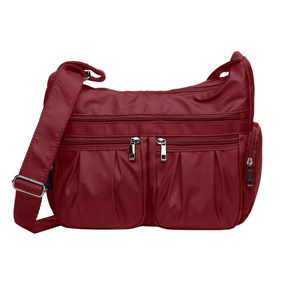 crossbody Purses for Women Shoulder Handbags Waterproof Nylon Travel Bag Pocketbooks(Red)