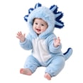 thumbnail image 2 of CUZIBR Baby Halloween For Boys Girls Fuzzy Onesie Animal Romper Jumpsuit Hooded Zip Up Long Sleeve Funny Dress-up Party Clothes,Light Blue,3-6 Months, 2 of 7