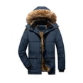 thumbnail image 1 of MAWCLOS Mens Big and Tall Lined Quilted Coat with Removable Hood Outdoor Waterproof Windproof Padded Jacket Outerwear, 1 of 4