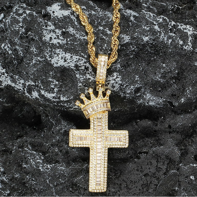 Cross and store crown necklace
