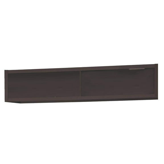 Wooden Media Cabinet Bridge with Back Panel, Espresso Brown- Saltoro Sherpi