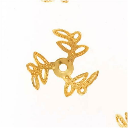 - Bright Gold Plated Filigree Open Leaf Bead Caps 12mm (12)