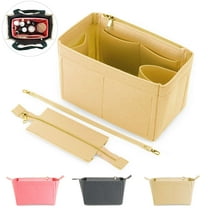 Gustave Purse Organizer Insert Felt Bag Organizer Handbag with Zipper, Multipocket Insert Liner Bag in Bag Base Shaper for Tote Bag, Neverful, Speedy and More "S, White"