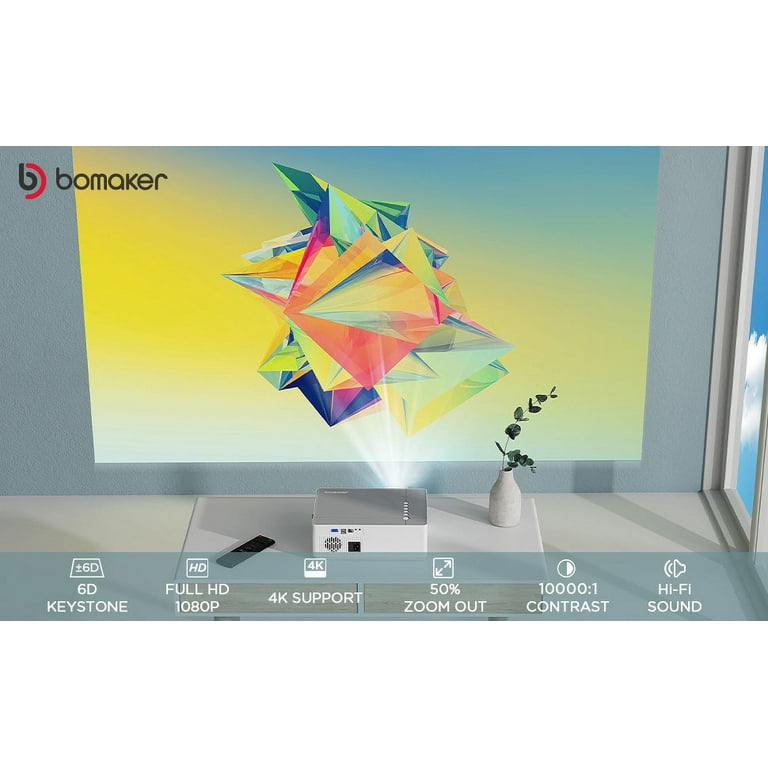 Bomaker Movie Projector, Native 1080P Video Projector with 200