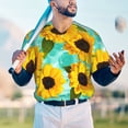 thumbnail image 6 of Balery Sunflowers With Green Leaves Baseball Jersey for Men Casual Button Down Shirts Short Sleeve Active Team Sports Uniform-4X-Large, 6 of 9