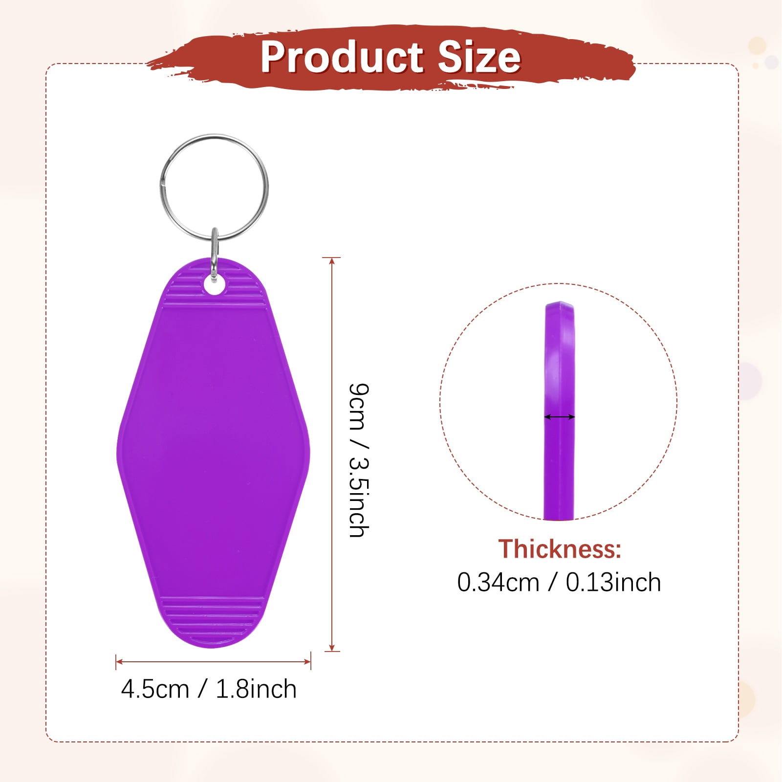 Blank Hotel Keychain Tags [30PCS] - Plastic Rhombus Blank Motel Keychain for Luggage Labels [Purple] Vintage Key Tags