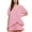 Pink, variant on Womens Gingham Pajamas Set 2 Piece Sets Puff Sleeve Ruffle Babydoll Shirt Shorts Summer Outfits Khaki S