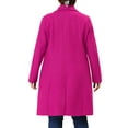 thumbnail image 3 of Agnes Orinda Women's Plus Size Peacoat Notched Lapel Double Breasted Winter Long Coat with Pockets 2X Hot Pink, 3 of 6