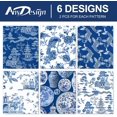 12 Sheet Blue White Chinoiserie Pattern Wrapping Paper Elegant