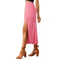 thumbnail image 4 of Unique Bargains Jupe Longue Décontractée pour Femmes Taille Élastique Fendue Asymétrique, 4 of 7