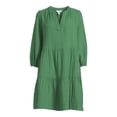 thumbnail image 3 of Time and Tru Women's Long Sleeve Tiered Double Cloth Dress, Sizes XS-XXXL, 3 of 5