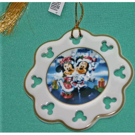 DISNEY PARK SANTA MICKEY MINNIE MOUSE 2009 HAPPY HOLIDAYS CHRISTMAS ORNAMENT