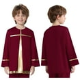 thumbnail image 5 of Hansber Kids Boys Liturgical Worship Praise Dance Top Metallic Color Block Long Sleeve Pullover Shirts Dancewear Burgundy 8, 5 of 7
