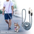 thumbnail image 3 of Hands Free 8.5ft Nylon Double Dog Leash with Reflective Stitching, Adjustable Waist Fits All for Medium Large Dogs - Blue, 3 of 7