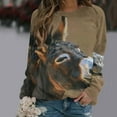 thumbnail image 2 of Srogem Women 3D Donkey Graphic Sweatshirt Vintage Oil Paint Print Shirt Classic Crewneck Pullover Casual Long Sleeve Top, 2 of 4