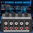 thumbnail image 2 of 4 Channel Stereo Audio Mixer Support  Input and Output Mini Passive Stereo Mixer with Separate Volume Controls, 2 of 7