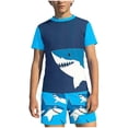 thumbnail image 2 of Fnooota Boys Rash Guard Swimsuits 2 Piece, Short Sleeve Surfing Summer Kids Bathing Suits Boys'Swimwear Multicolor Size 14, 2 of 8