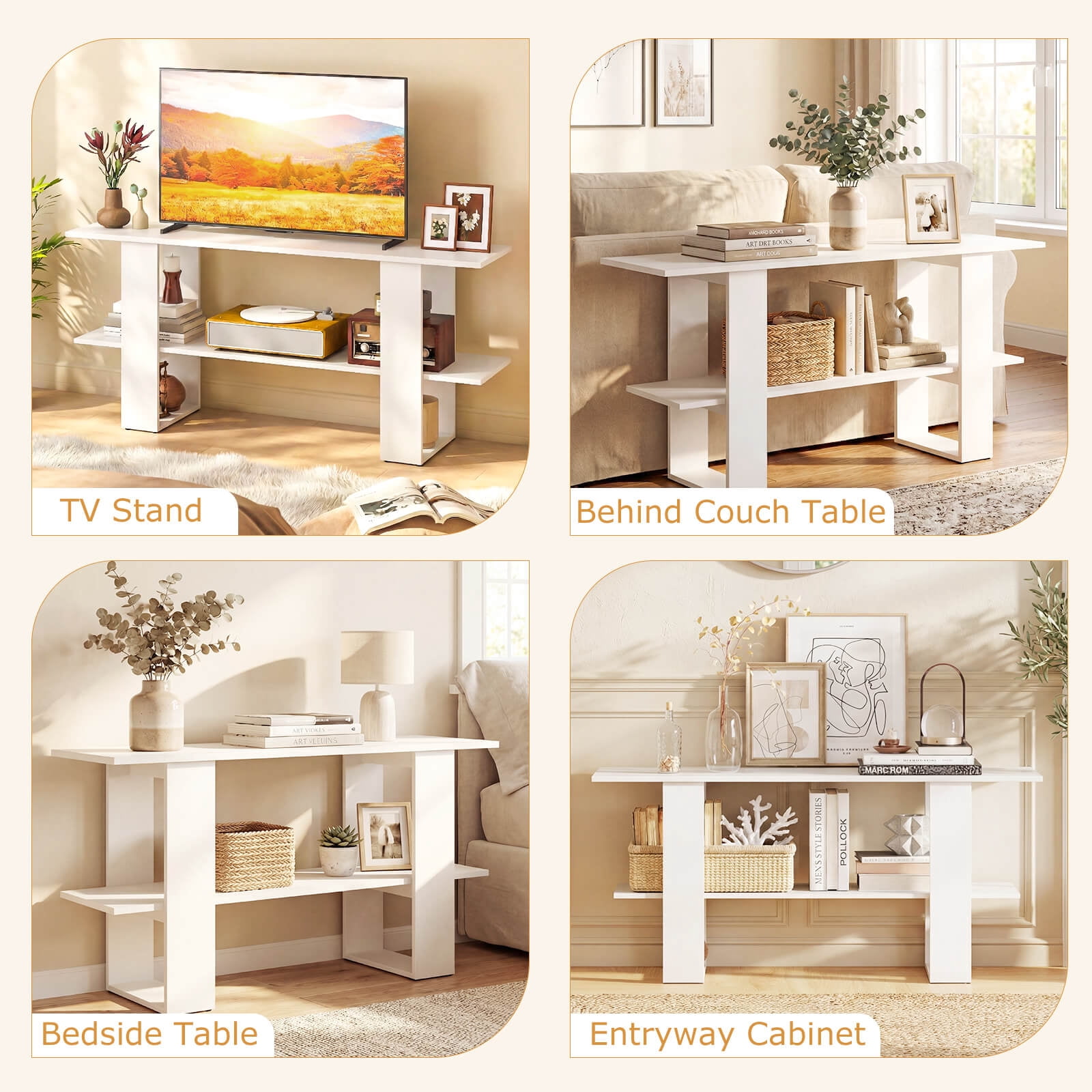 Costway TV Stand for up to 55” TV, Entertainment Center with Storage Shelf for Living Room White