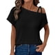 thumbnail image 1 of Top de manga corta de punto con hombros descubiertos para mujer - Blusa informal ligera - Conjunto de verano de color liso - S-XXL, 1 of 6
