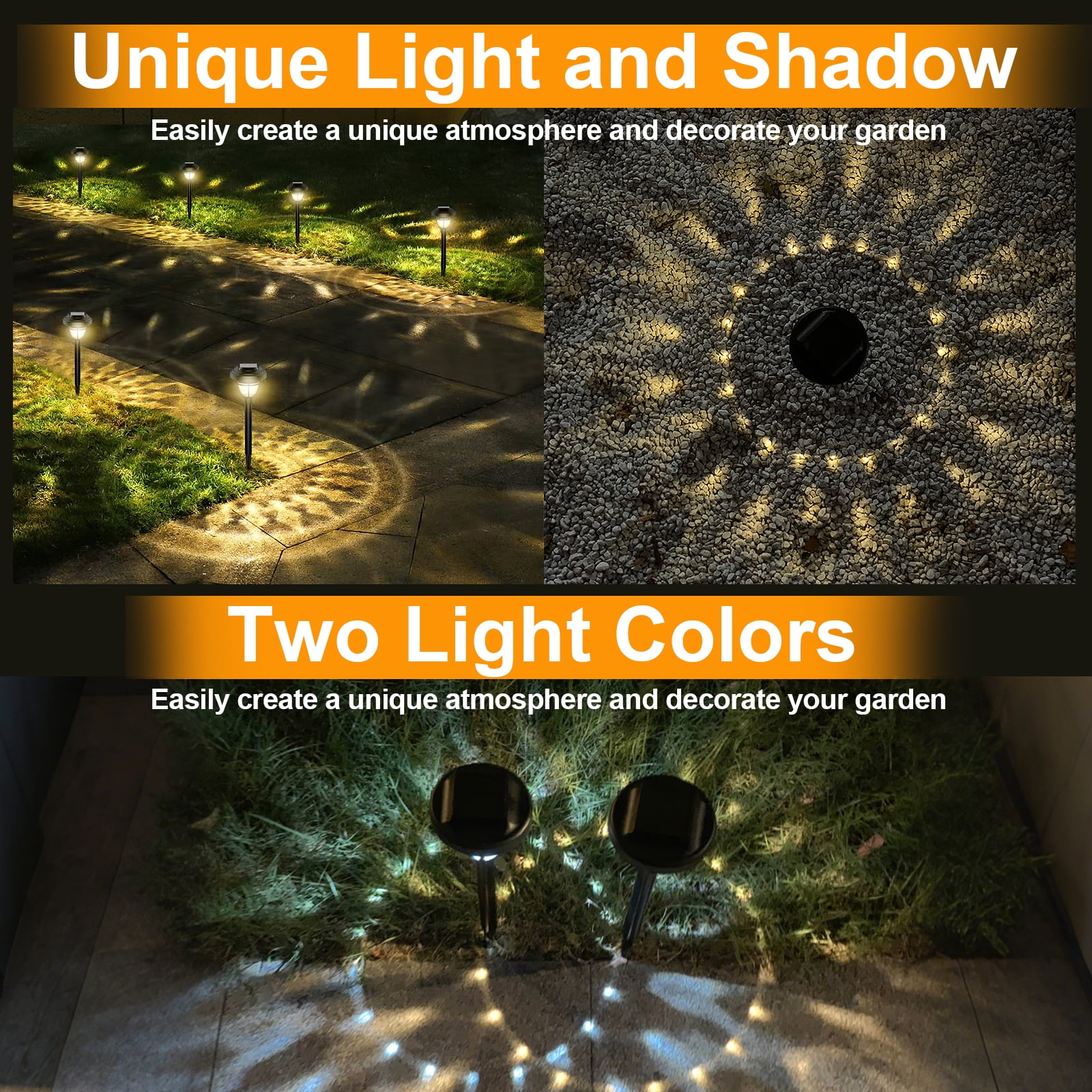 Solar Lights Outdoor Waterproof, 10 Pack LED Solar Garden Lights, Outdoor Decorations, Garden Decor for Yard, Patio, Landscape, Planter, Walkway (Warm White)