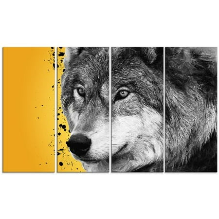 Design Art Metal 'Gazing Wolf' 4 Piece Graphic Art Set