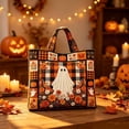 thumbnail image 4 of Halloween Quilted Tote Bag,Reusable Shopping Tote Large Capacity Trick or Treat Bag Fall Gift for Women Daily Commute Travel Shoulder Strap Handbag, 4 of 6