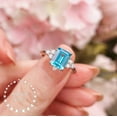thumbnail image 2 of Emerald Cut Swiss Blue Topaz Engagement Ring, Three Stone Set 5 Ctw mm Sky Blue Topaz Promise Ring, 2 of 4