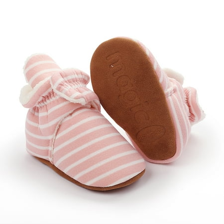 

Meihuida Classic Striped Comfortable Baby Booties Indoor Slippers Socks With Non-slip Toddle First Walkers