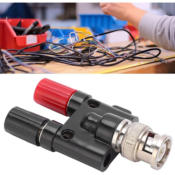 Bnc macho a poste de unión, columna de conexión doble de latón Abs para prueba de electricidad (negro + rojo) (1 Uds.)