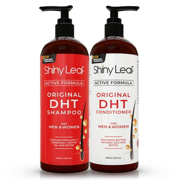 Set de champú y acondicionador Shiny Leaf DHT Blocker con biotina