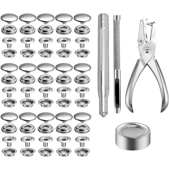 Woaeety 200pcs Stainless Steel Snap Fastener Kit with Fixing Tool and Pliers for Clothing Sewing Jacket Repair