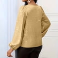 thumbnail image 5 of HongQid Womens Long Sleeve Tops Dressy Casual Keyhole Blouses Pleated Tops Trendy Shiny Metallic Party Work Shirts, 5 of 8
